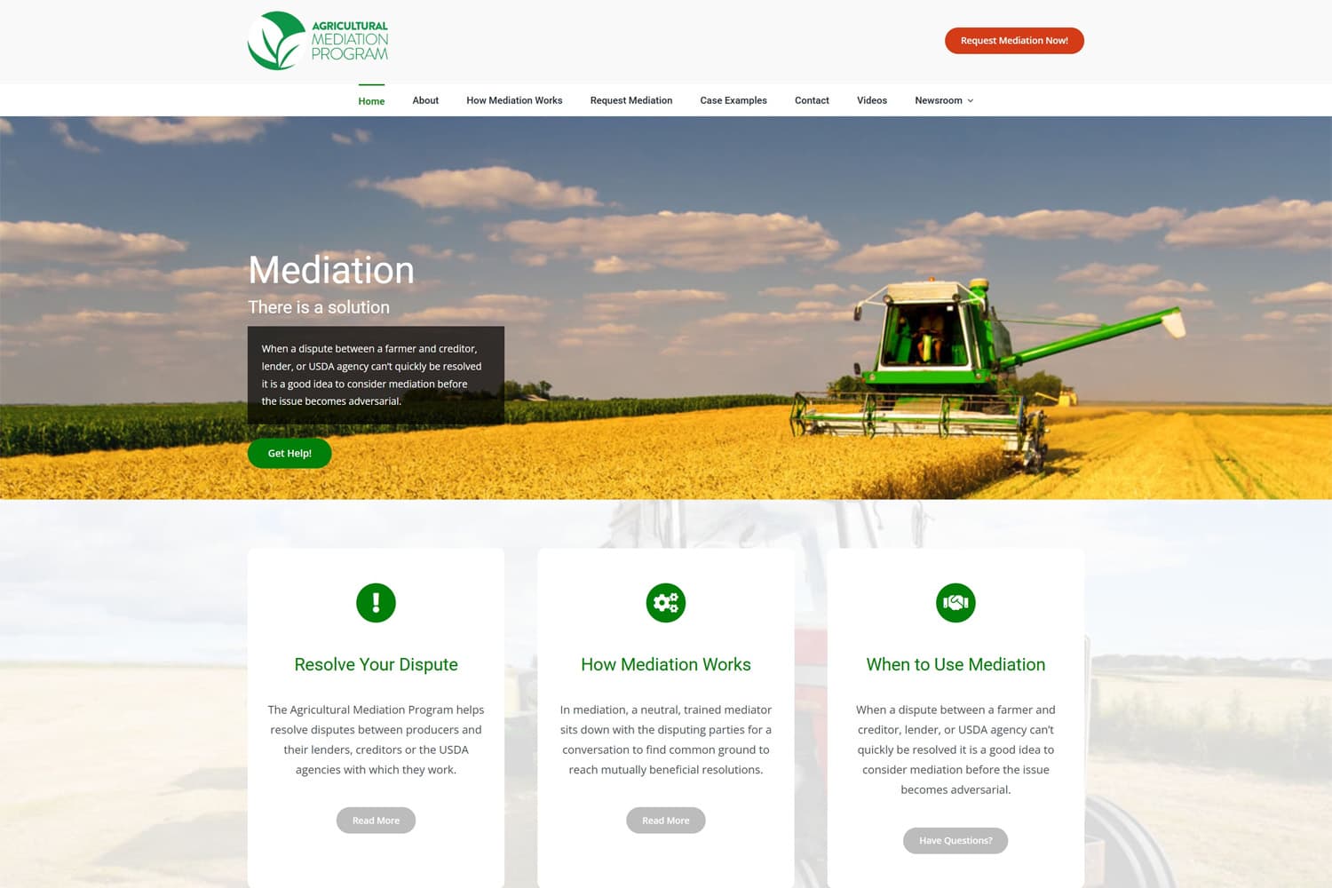 Screenshot of Ag Mediation website