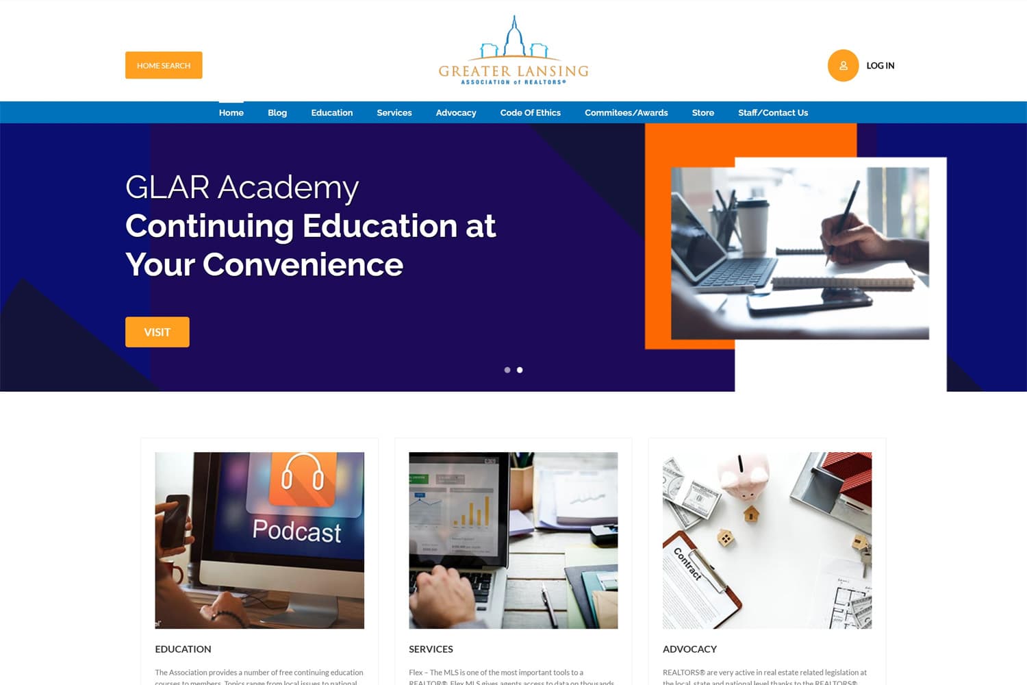 Screenshot of GLAR website