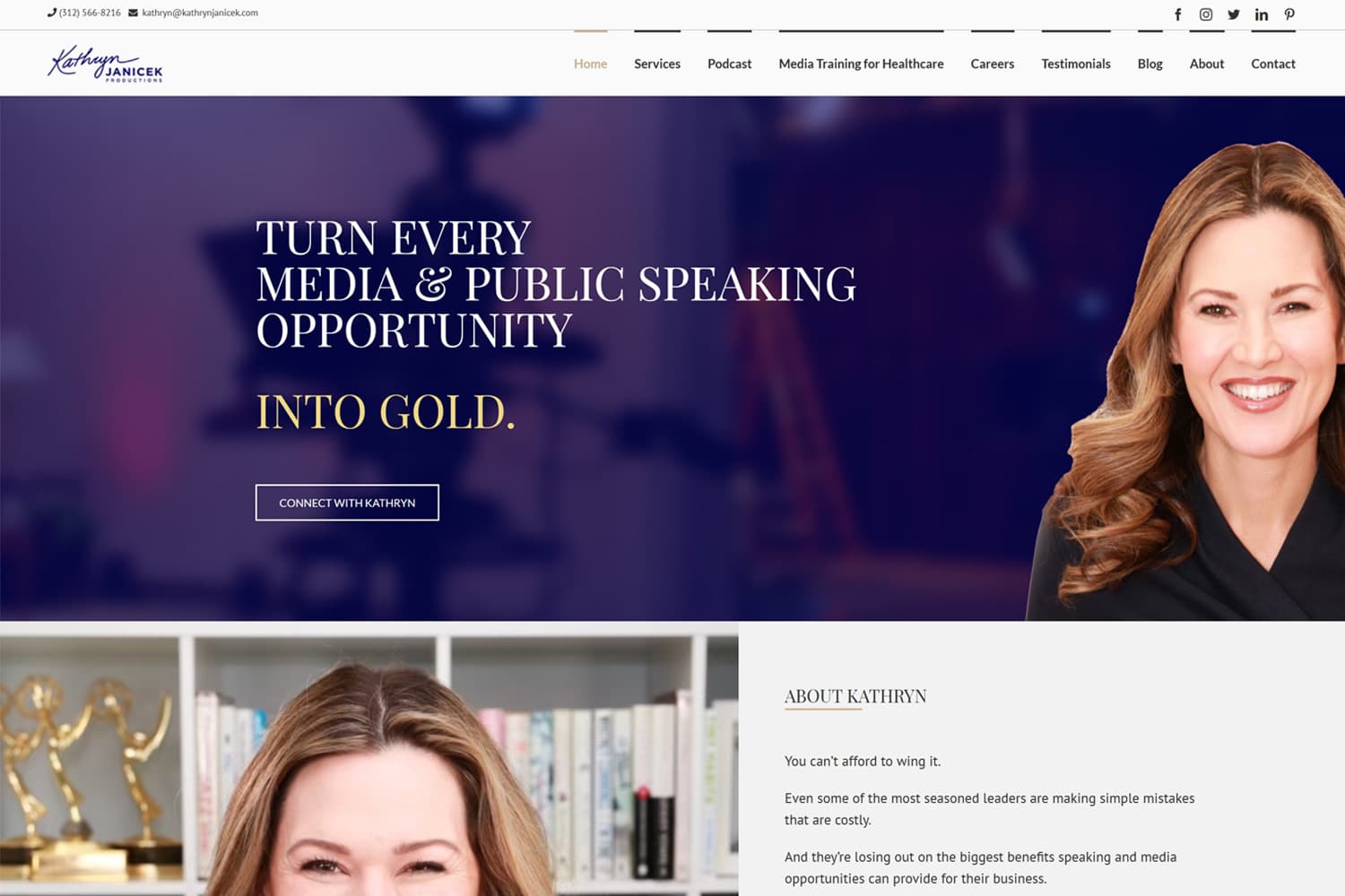 Screenshot of Kathryn Janicek website