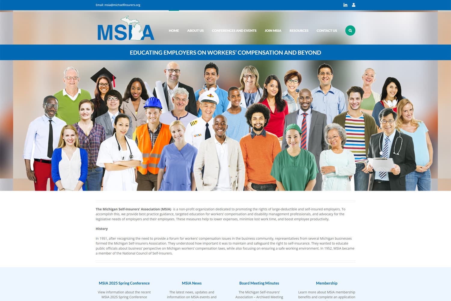 Screenshot of MSIA website