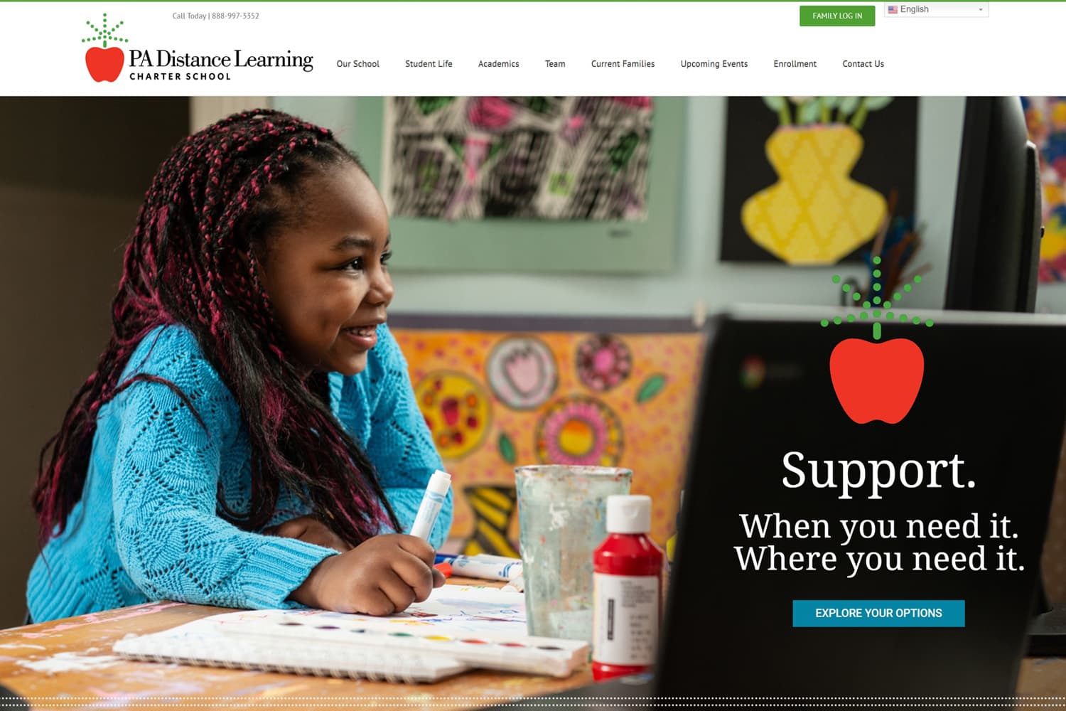 Screenshot of PA Distance Academy website