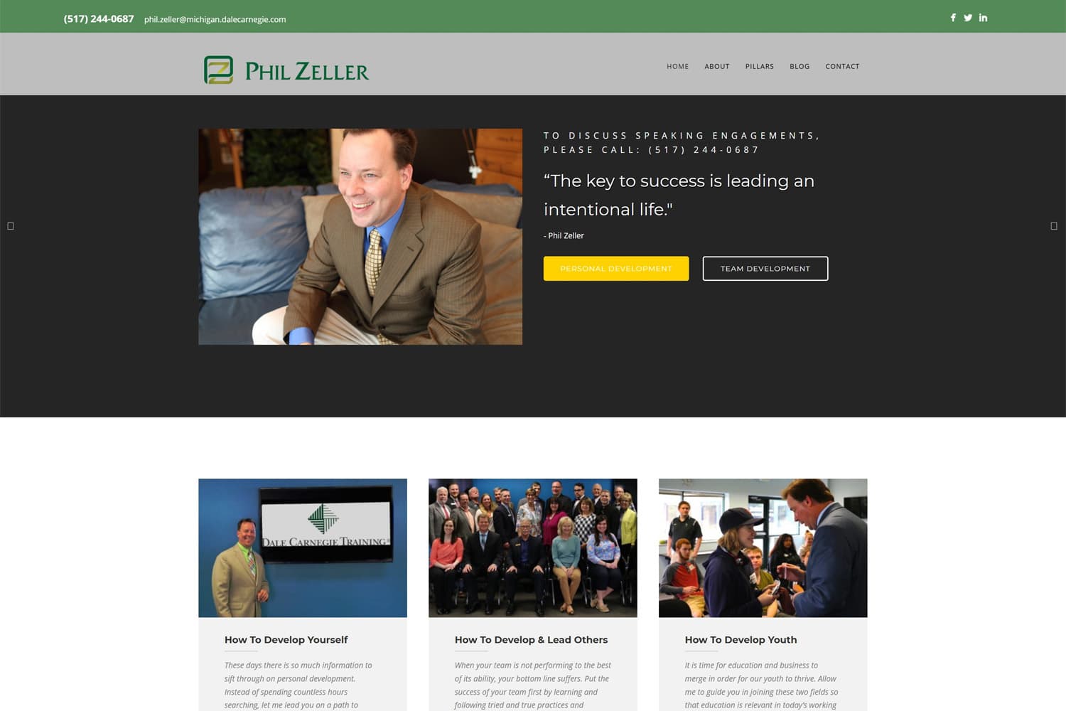 Screenshot of Phil Zeller website