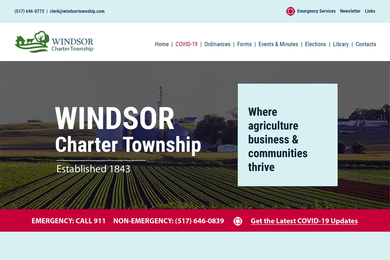 Screenshot of Windsor Township website
