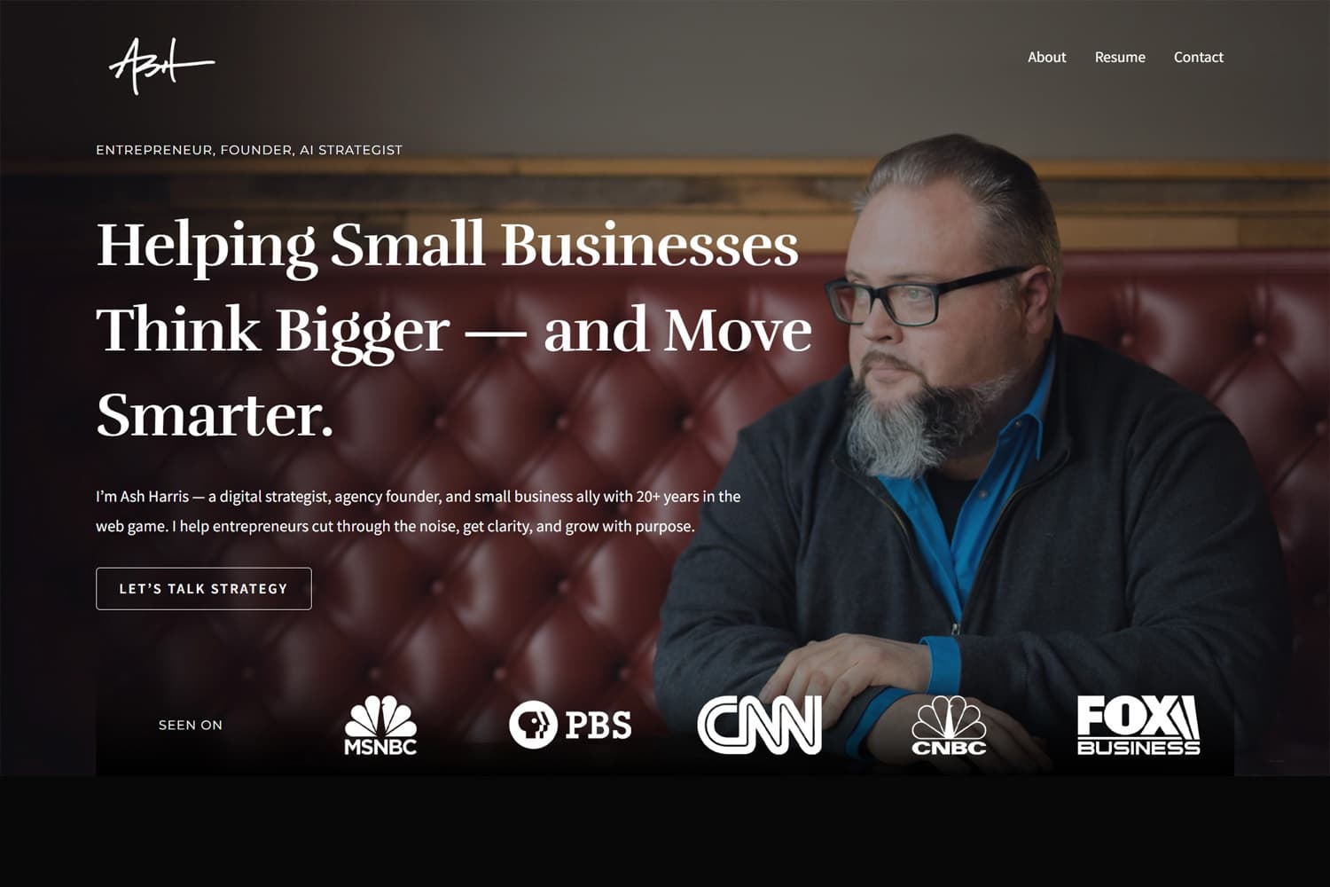 Screenshot of Ash Harris website