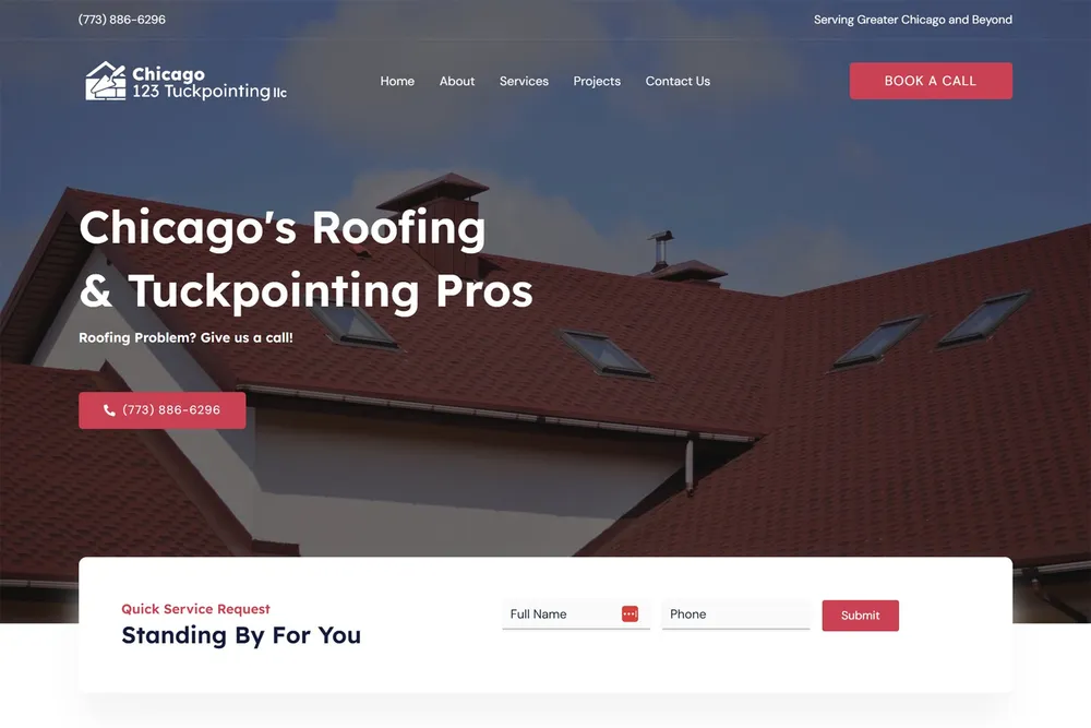 Screenshot of the 123 Tuckpointing website