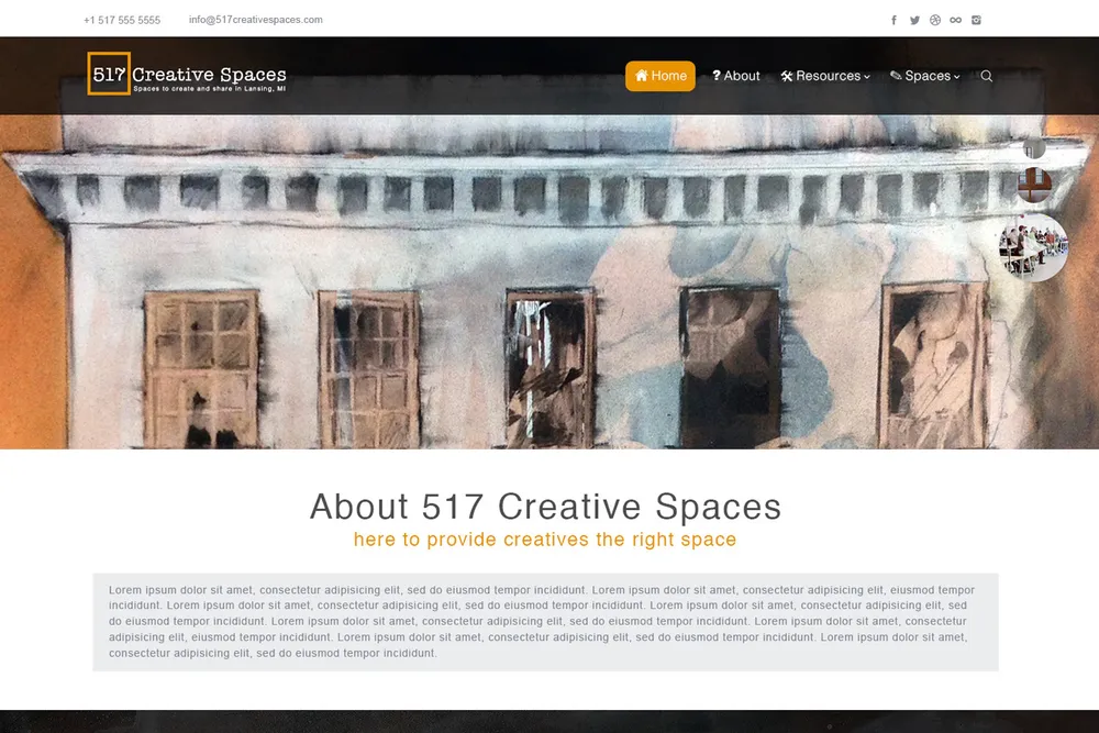 Screenshot of the 517 Creative Spaces website