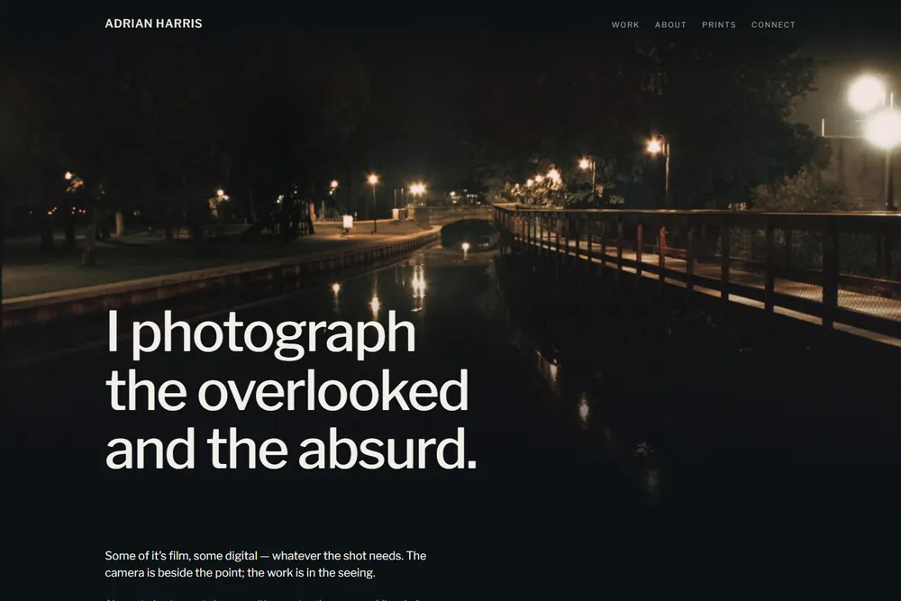 Screenshot of the Adrian Harris website