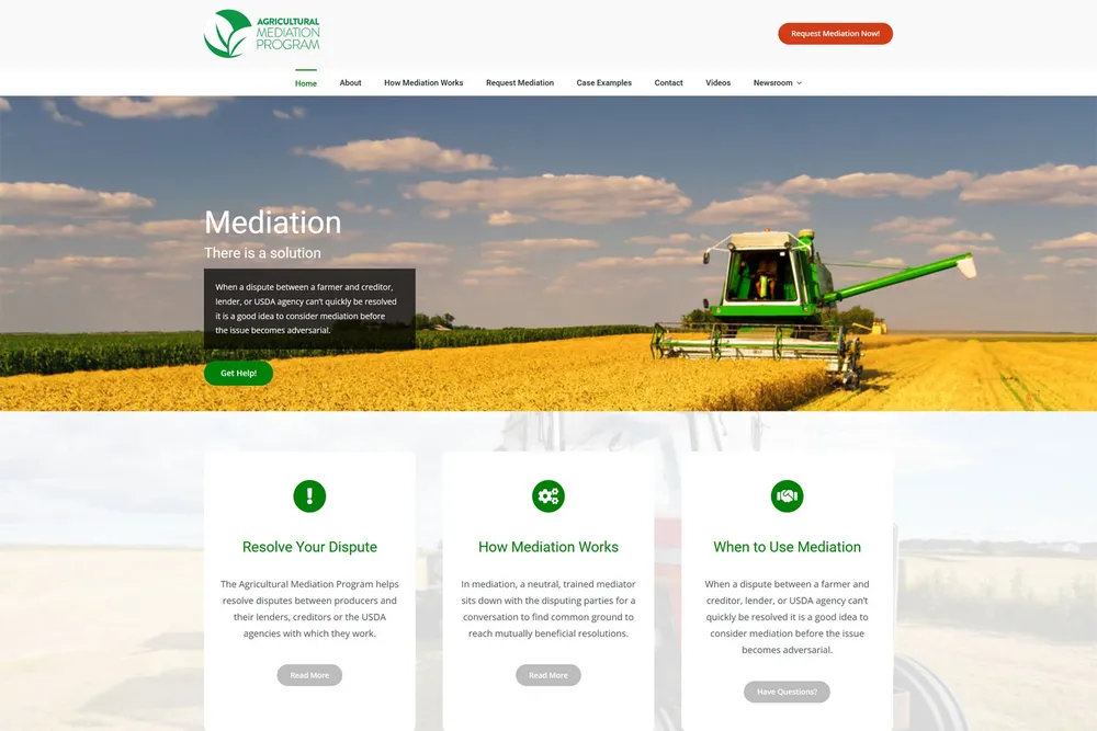 Screenshot of the Ag Mediation website