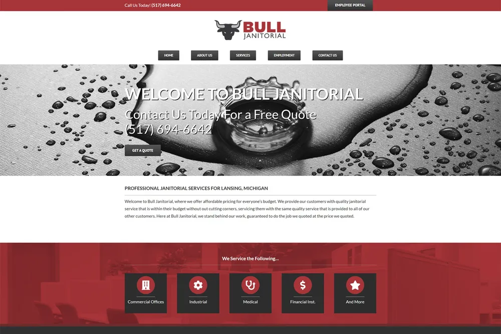 Screenshot of the Bull Janitorial website