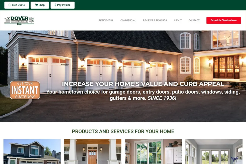 Screenshot of the Dover Company website