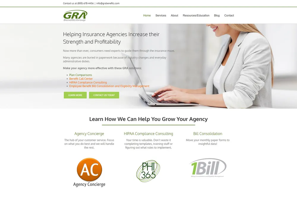 Screenshot of the GRA Benefits website