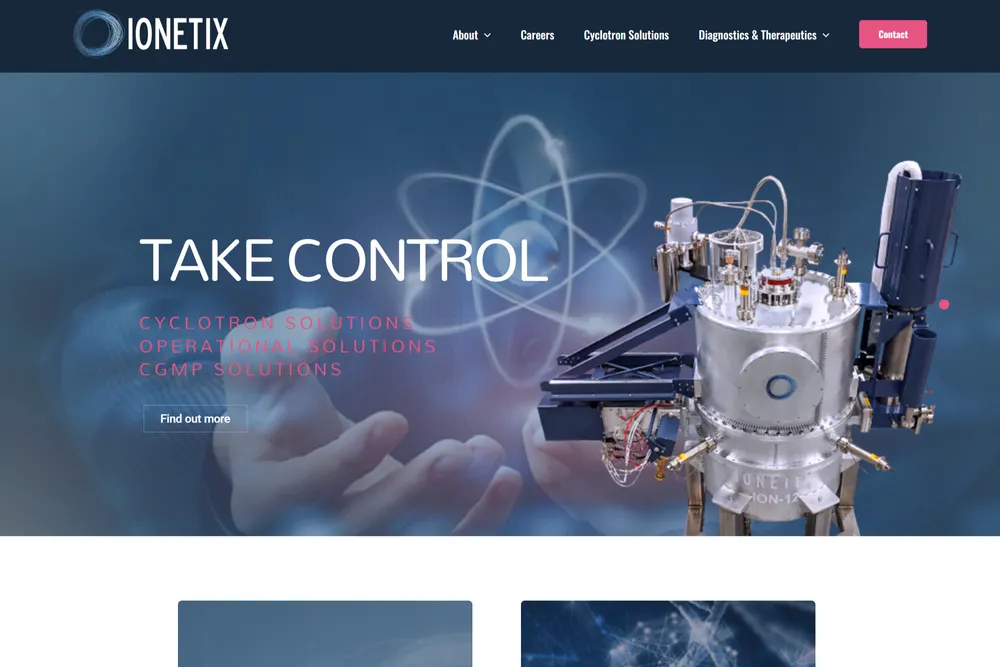 Screenshot of the Ionetix website