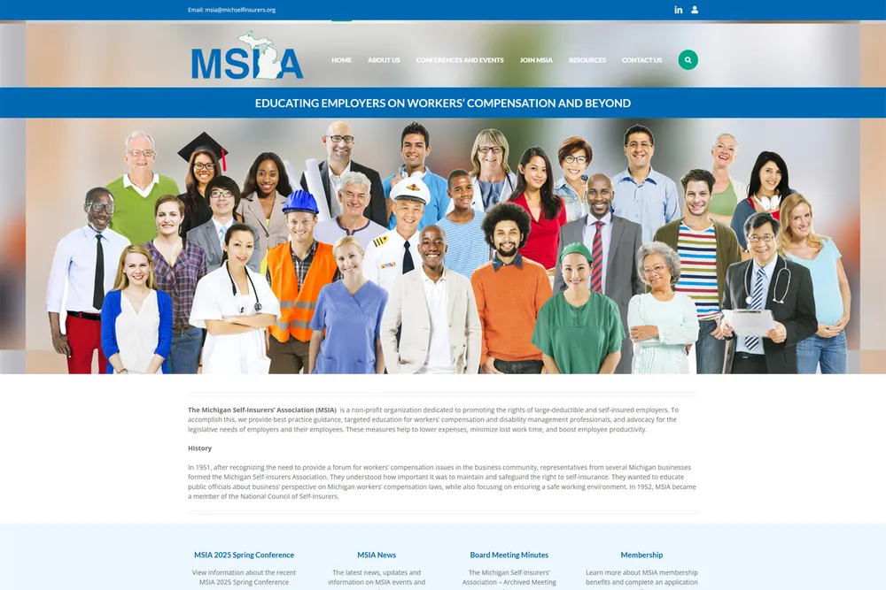 Screenshot of the MSIA website