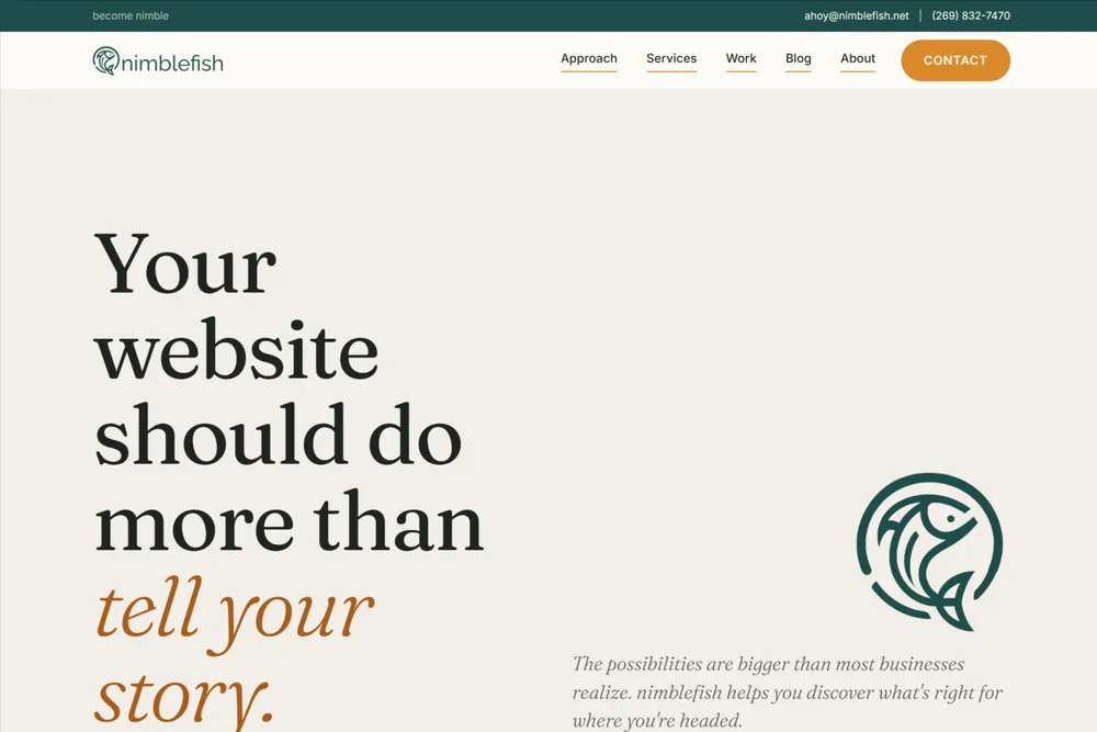 Screenshot of the nimblefish website
