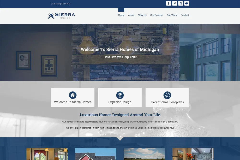Screenshot of the Sierra Home Builders website