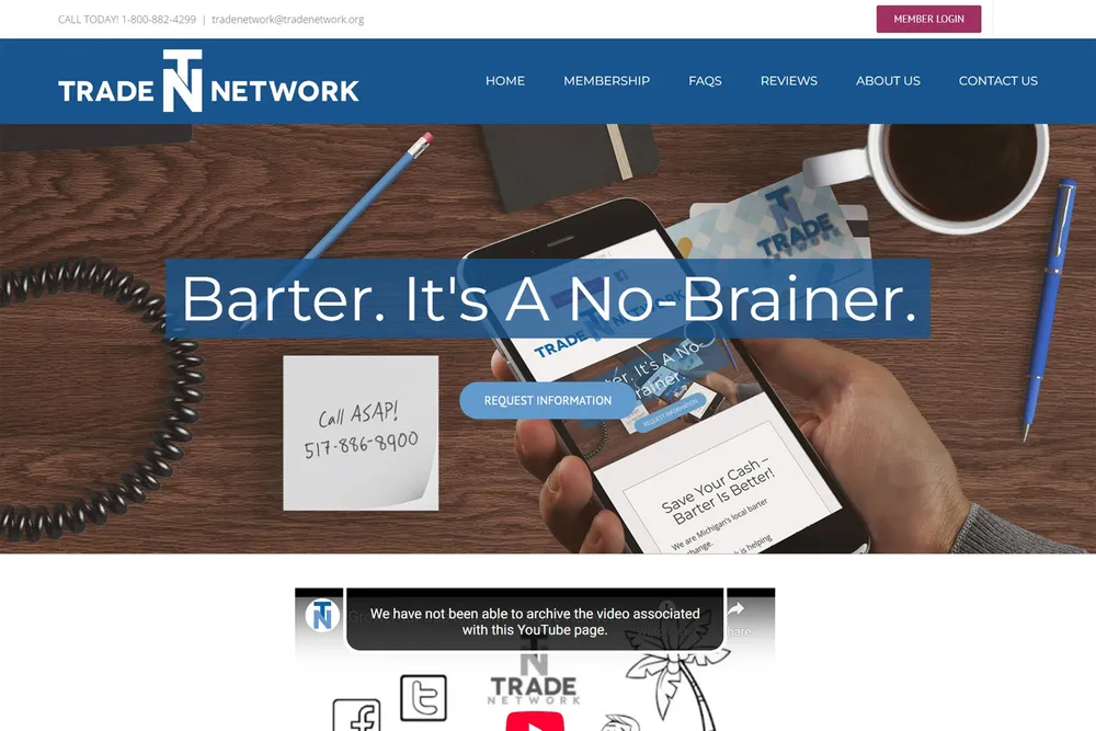 Screenshot of the Trade Network website